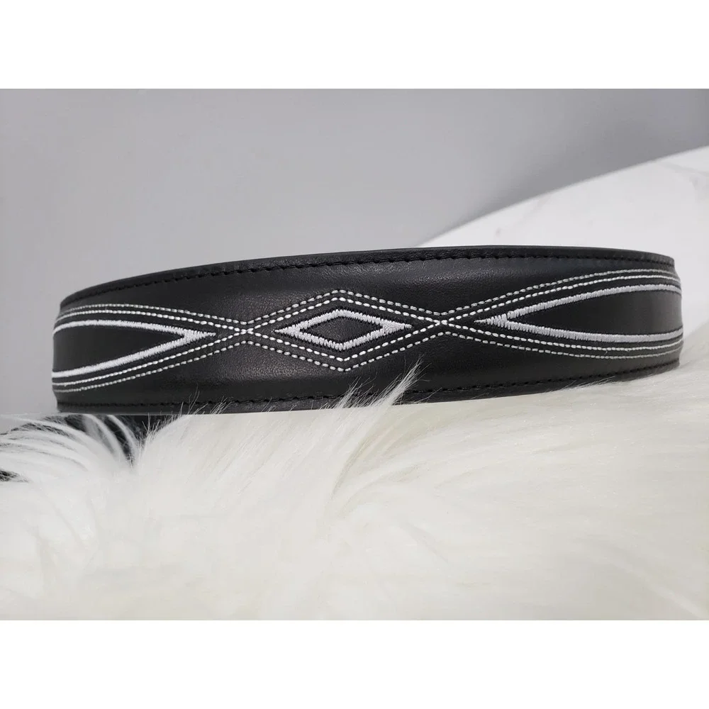 Cody James Mens Embroidered Pirarucu‎ & Bovine Leather Belt Size 46 BLACK